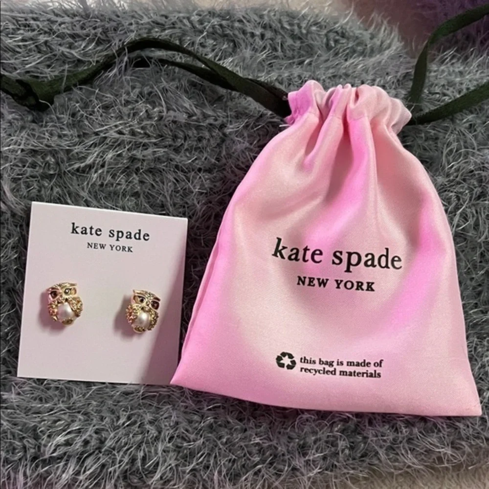 Kate Spade Gold /Pearl Owl Jewelry Earrings